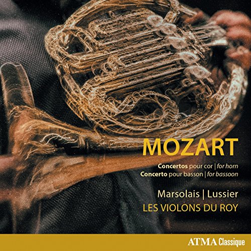 A CD cover featuring a person holding a French horn with sketched overlay.