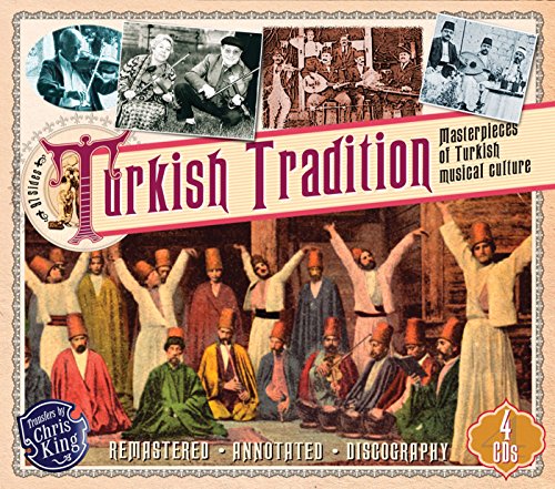 "CD cover with dervishes and musicians, 'Turkish Tradition' title, and '4 CDs' label."