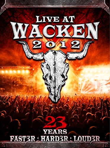 DVD cover for "Live At Wacken 2012" featuring a skull and concert crowd.