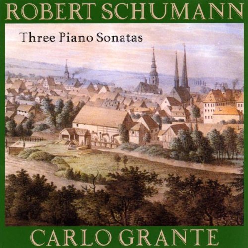 "CD cover with vintage town illustration, green border, and white text."