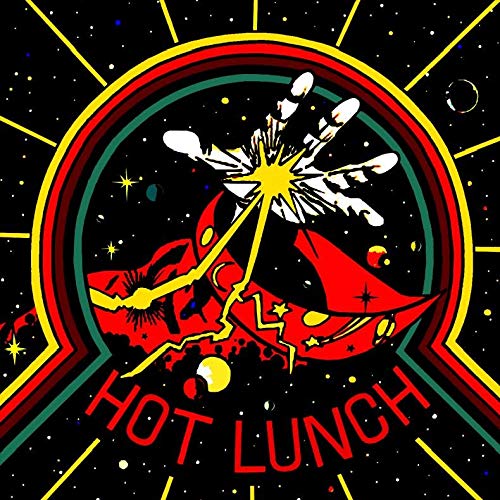 A red, green, and yellow circular logo with "HOT LUNCH" text on a black background.