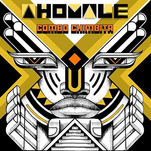 "Album cover with stylized face, geometric patterns, and text 'Ahomale Combo Chimbita'."