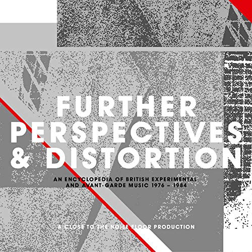 A grey and white abstract album cover with bold white text "Further Perspectives & Distortion".