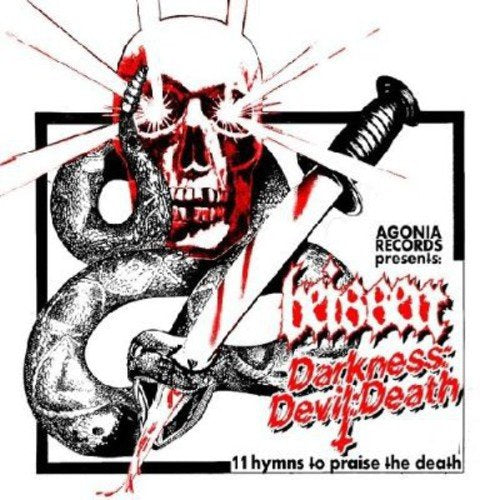 Album cover with a skull, snake, and dagger, in red and black.