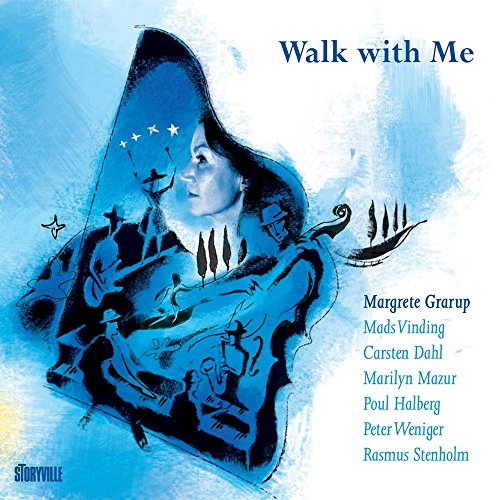 "CD cover art featuring a blue-toned illustration of a woman and musicians."