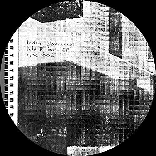 A black and white circular image of a vinyl record sleeve with handwritten text.