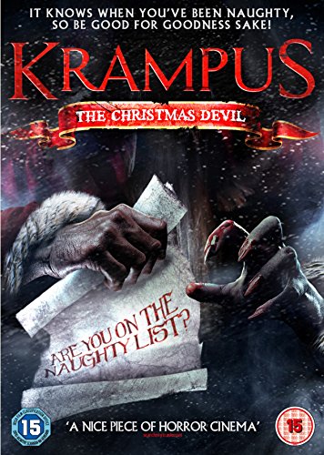 DVD cover for "Krampus: The Christmas Devil" featuring a horned figure holding a list.