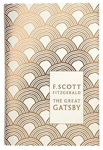 "Book cover of 'The Great Gatsby' with gold arches and author name."