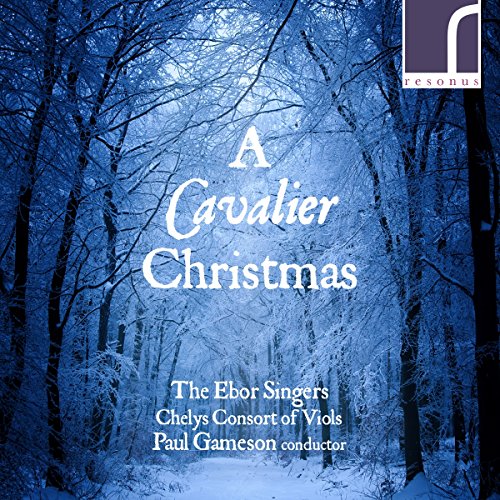 A Cavalier Christmas CD cover featuring a snowy forest scene with white text overlay.