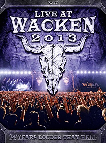 "Blu-ray cover featuring a crowd and a cow skull, with 'Live at Wacken 2013' text."