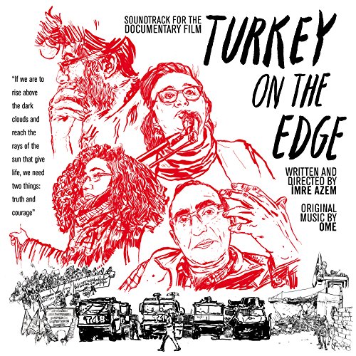 "Album cover with red illustrations and black text on a white background."