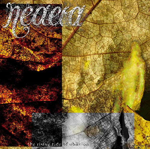 "Album cover with 'Neaera' in white text and a collage of dry leaves."