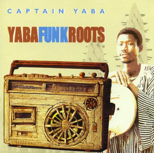 "Album cover with a man holding a drum and a vintage boombox."