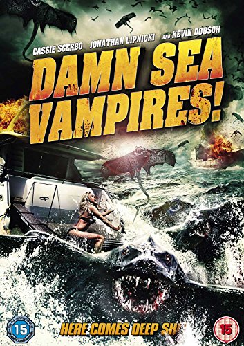 DVD cover for "Damn Sea Vampires" showing a woman escaping a shark attack.