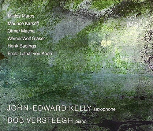 "Album cover with green stone texture, featuring white text with artist names and song titles."