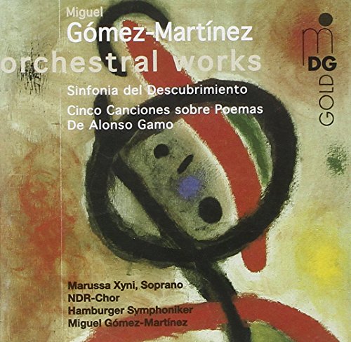 CD cover with abstract painting and white text "Gómez-Martínez orchestral works" on beige background.
