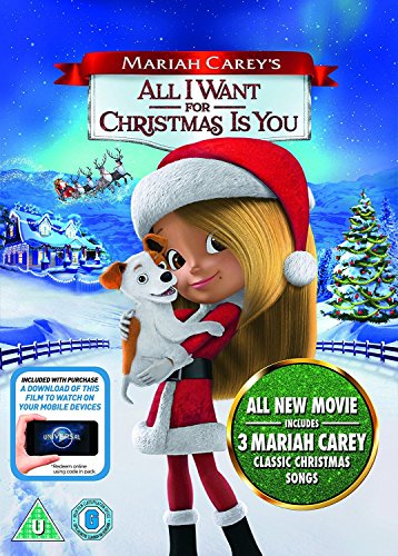 DVD cover featuring a cartoon girl in a Santa hat holding a dog.