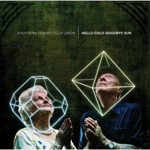 Album cover featuring an elderly couple praying with geometric shapes around their heads.