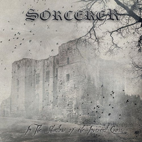Gothic album cover with dark castle, birds, and bare tree in grayscale.