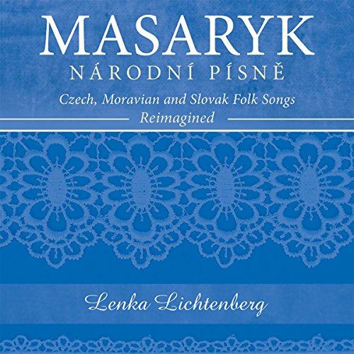 "Blue album cover with white text and floral lace pattern, featuring artist Lenka Lichtenberg."