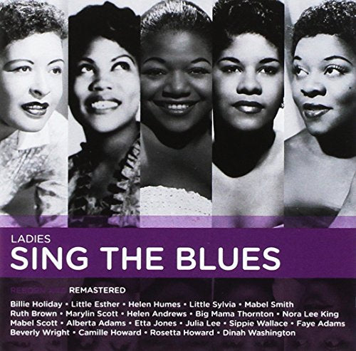 "CD cover with black and white portraits of five female singers and purple text."