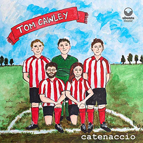 Album cover art featuring a watercolor illustration of five men on a soccer field.