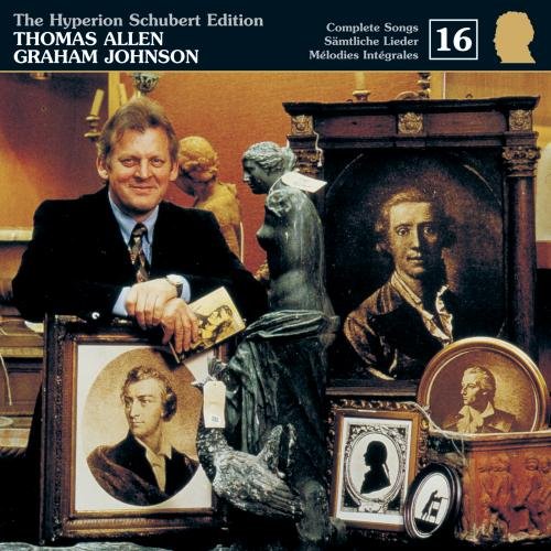"CD cover with a man surrounded by portraits and a statue."