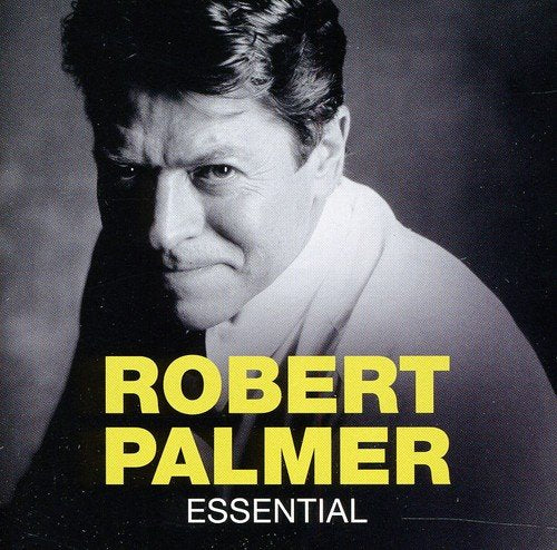 "Black and white CD cover with Robert Palmer's portrait and yellow text."
