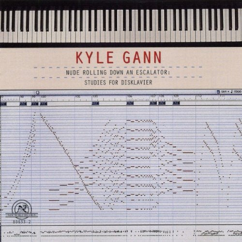 "Kyle Gann CD cover featuring piano keys and musical notation on a graph."