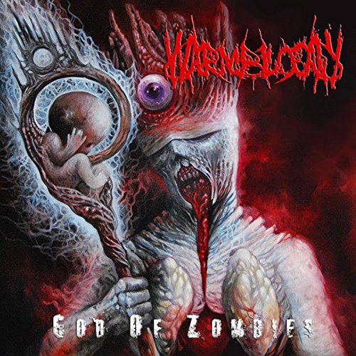 Album cover art: grotesque, zombie-like figure with fetus in womb, dark red background.