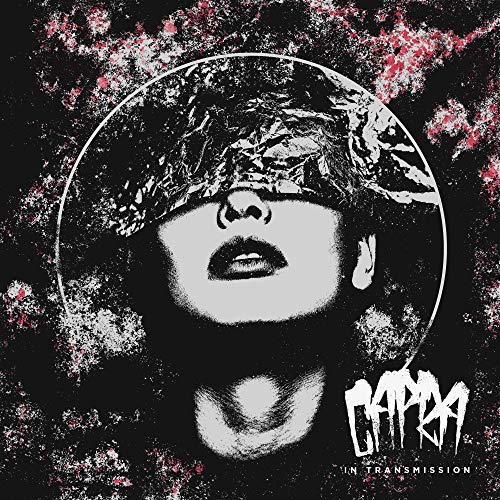 Black-and-white album cover with a person wrapped in foil, "Capra - In Transmission" text.