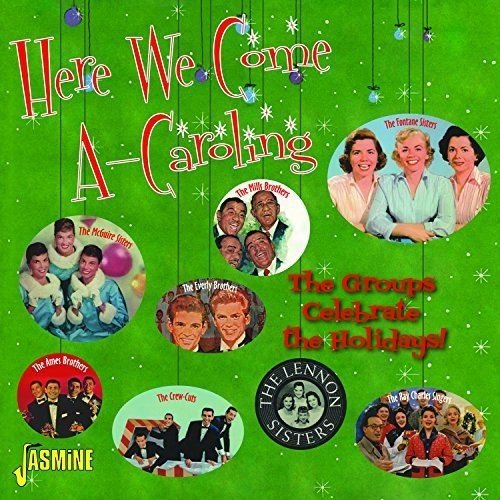"CD cover with green background, red title, and circular images of various musical groups."