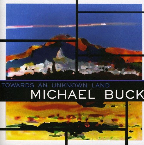 "Album cover with abstract landscape painting, divided into sections, featuring artist Michael Buck's name."