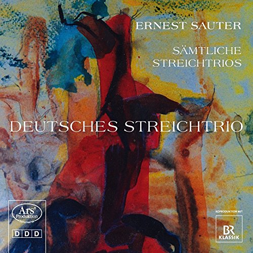 "CD cover with abstract violin painting, white text, and logos."