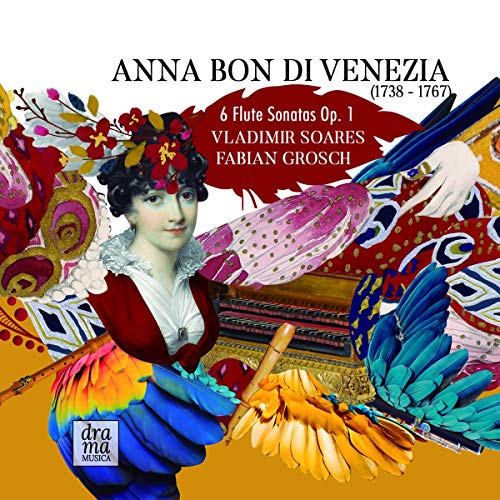 "CD cover with a woman surrounded by colorful, floral patterns and musical elements."