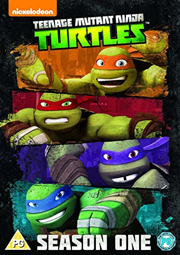 "Teenage Mutant Ninja Turtles Season One DVD cover featuring four turtle characters."