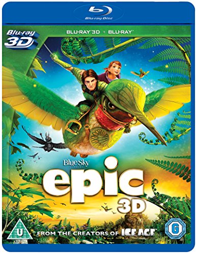 "Blu-ray case for 'Epic' featuring cartoon characters riding a giant green insect."
