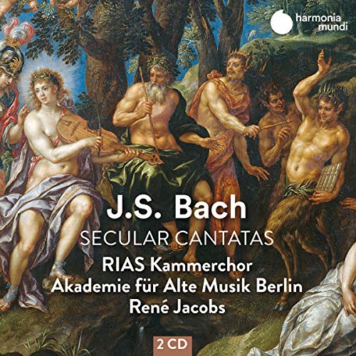 A CD cover featuring a Renaissance-style painting of musicians in a forest.