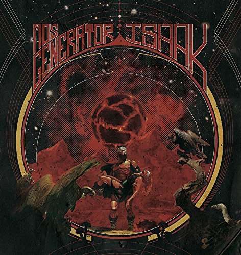 Vinyl album cover with futuristic illustration of a man and birds on a planet.