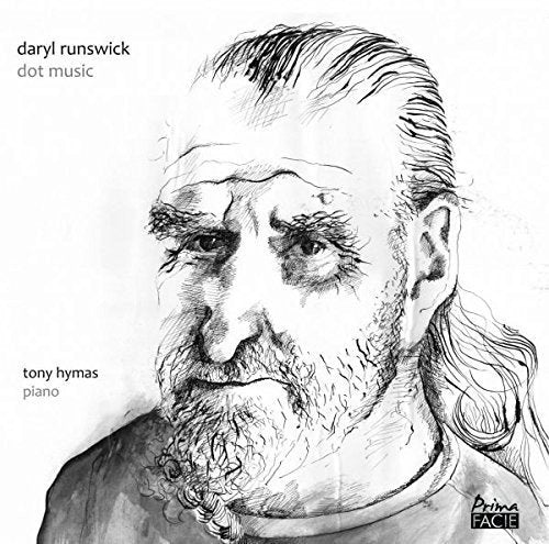 "Pencil sketch of a man with a beard on a white album cover."