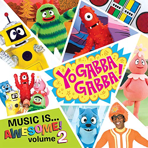 "Collage of cartoon characters from 'Yo Gabba Gabba' on a music CD cover."