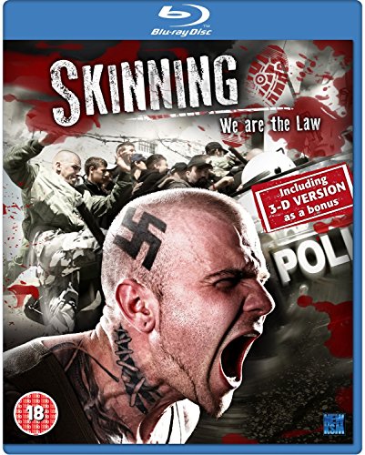 "Blu-ray case with a man screaming, having a swastika tattoo on his head."