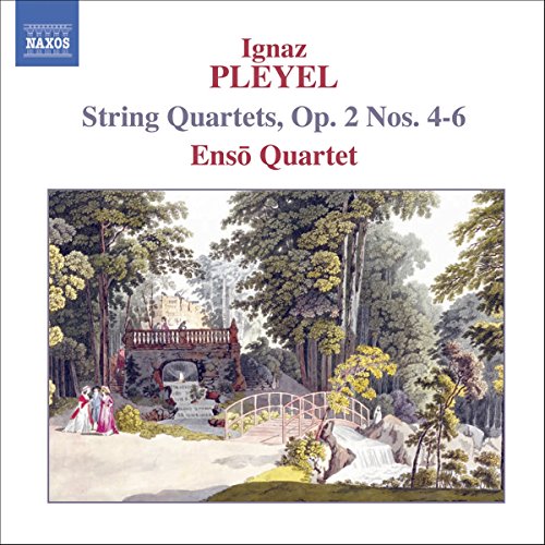 "CD cover with painting of serene forest scene and classical musicians."