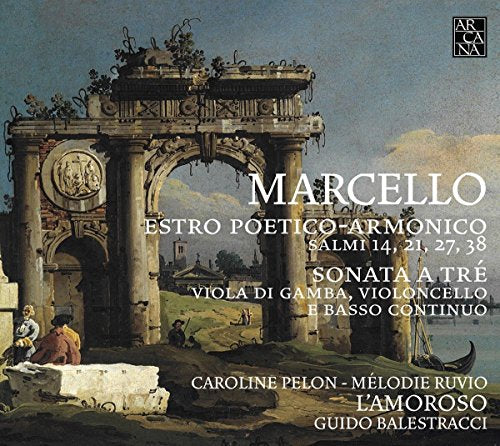 "CD cover with classical painting of archway and white text overlay."