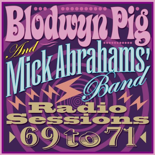 "Album cover with pink, blue, and gold text on a purple background."