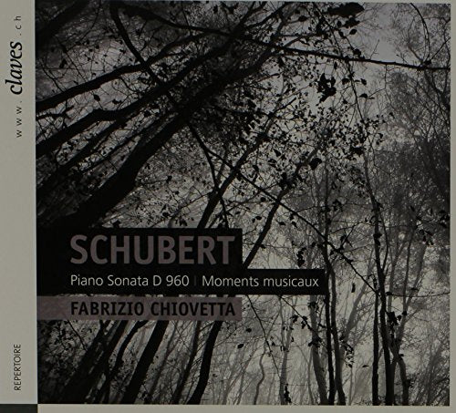 CD cover with black and white tree branches and Schubert's piano music details.