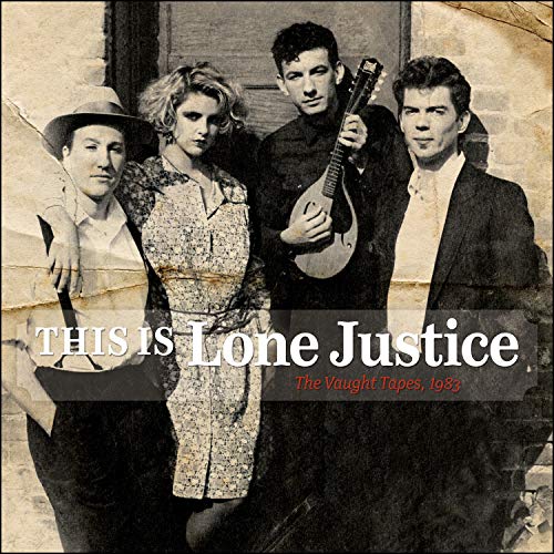 "Black and white album cover with four musicians and a man holding a mandolin."