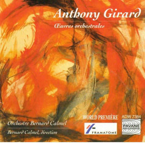 "CD cover with abstract orange and yellow painting, white text, and logos."