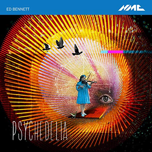 Album cover with a person playing violin surrounded by psychedelic patterns and birds.