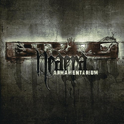 Dark album cover with "Neaera" and "Armamentarium" text, featuring roosters on a bar.